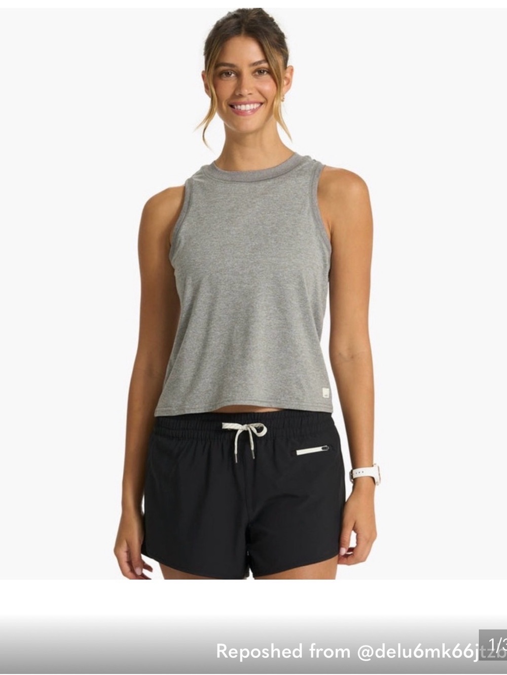 Vuori Heather Gray Sleeveless Crop Tank